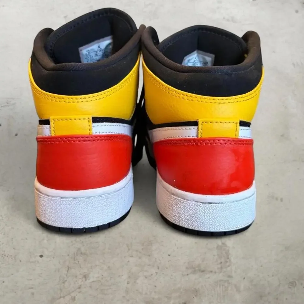 Air Jordan 1 Mid Pollen Fire Red Shoes Youth 6.5Y BQ6931-087